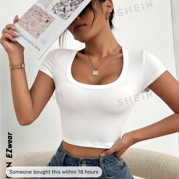 SHEIN Y2K solid scoop neck tee - Picture 3 of 3